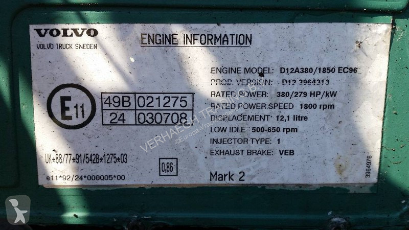 Reservdelar lastbilar Volvo D12A380 185 EC96