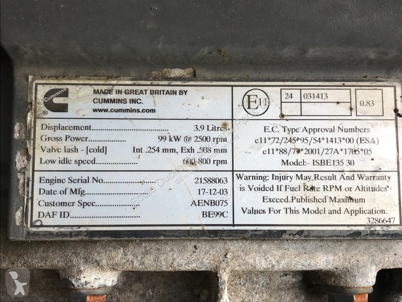 Vrachtwagenonderdelen DAF BE 99KW EURO 3