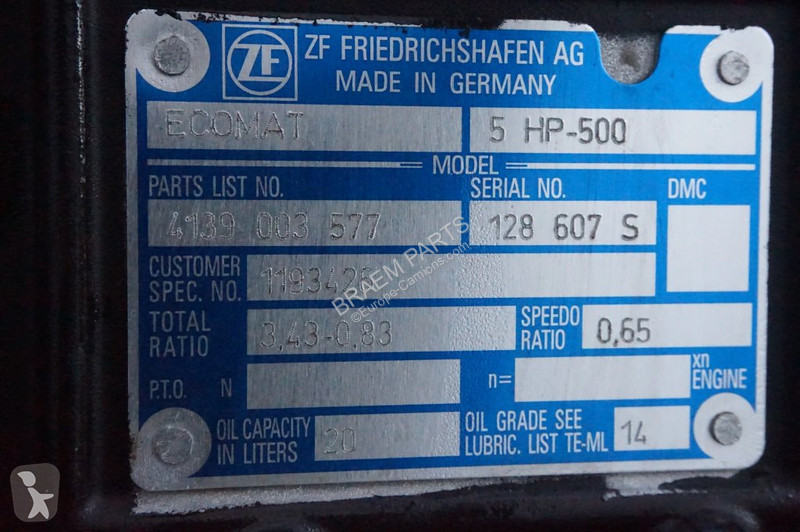 Reservdelar lastbilar ZF 5 HP-500