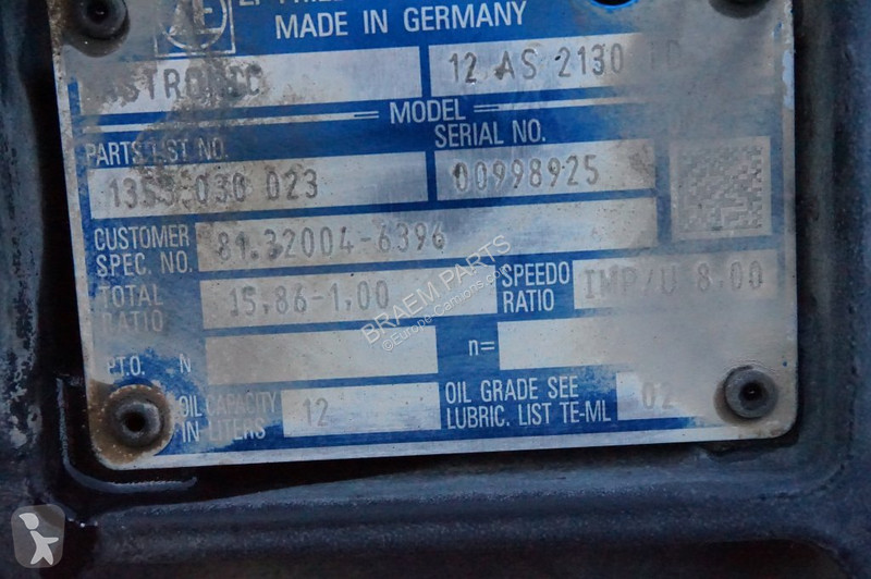 قطع غيار الآليات الثقيلة ZF 12AS2130DD TGS...