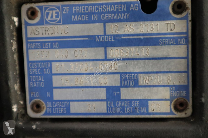 Vrachtwagenonderdelen MAN 12AS2131DD + INT2...