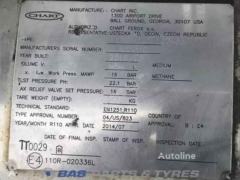 قطع غيار الآليات الثقيلة Scania LNG tank 406 Liter