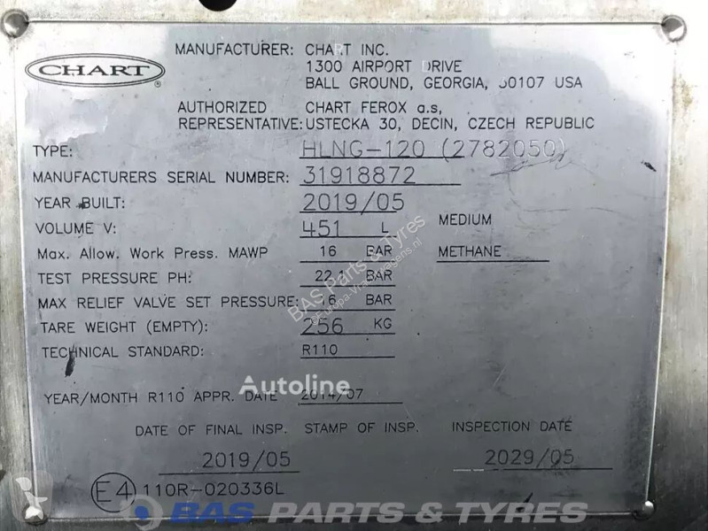 قطع غيار الآليات الثقيلة Scania LNG tank 406 Liter