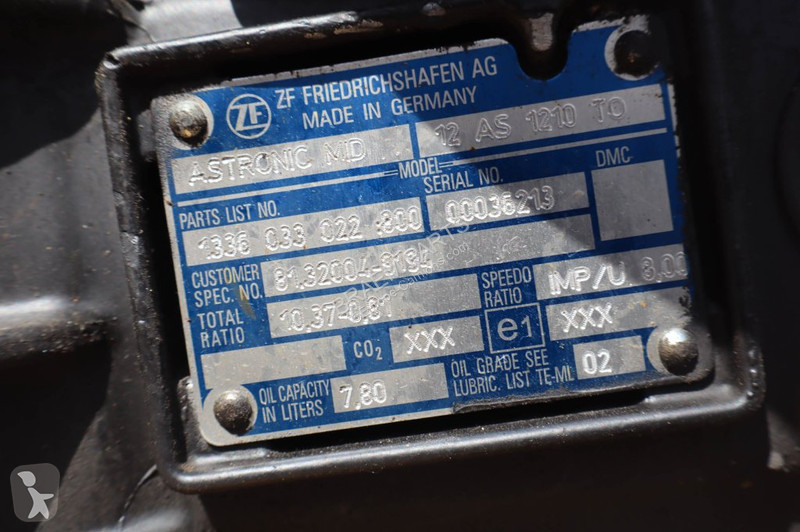Reservedele til lastbil ZF 12AS1210OD TGM