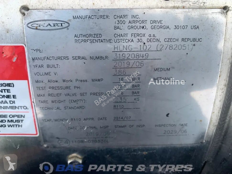 قطع غيار الآليات الثقيلة Scania LNG tank 352 Liter