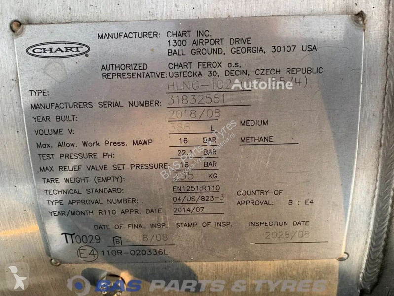 Reservedele til lastbil Scania LNG tank 352 Liter