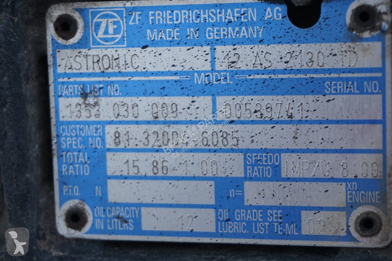 Reservdelar lastbilar ZF 12AS2130DD TGX 81...
