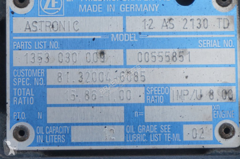 Reservdelar lastbilar ZF 12AS2130TD TGS 81...