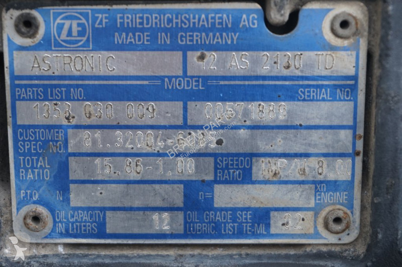 Reservdelar lastbilar ZF 12AS2130DD TGX