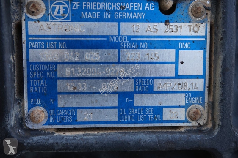 Reservdelar lastbilar ZF 12AS2531TO + INT2...