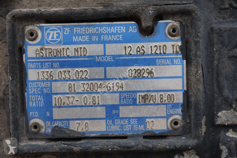 Reservdelar lastbilar ZF 12AS1210OD TGM