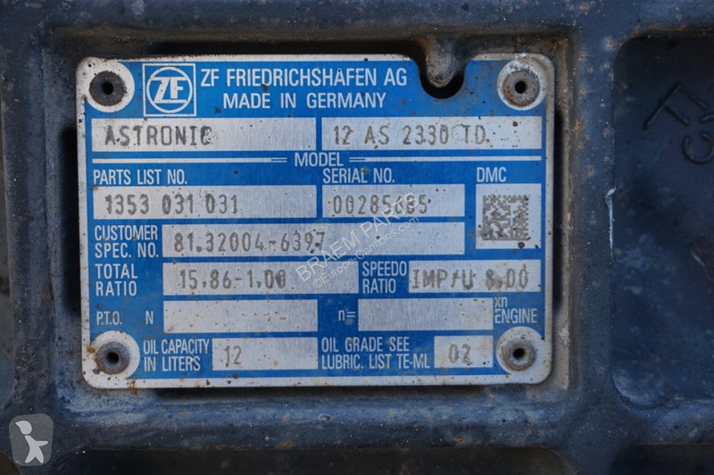 Reservdelar lastbilar ZF 12AS2330DD TGX 81...