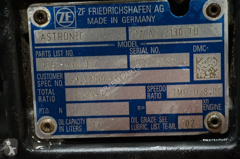Reservdelar lastbilar ZF 12AS2130DD TGS...