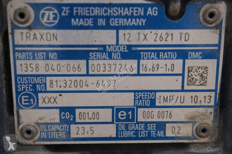 قطع غيار الآليات الثقيلة ZF 12TX2621DD+INT3...