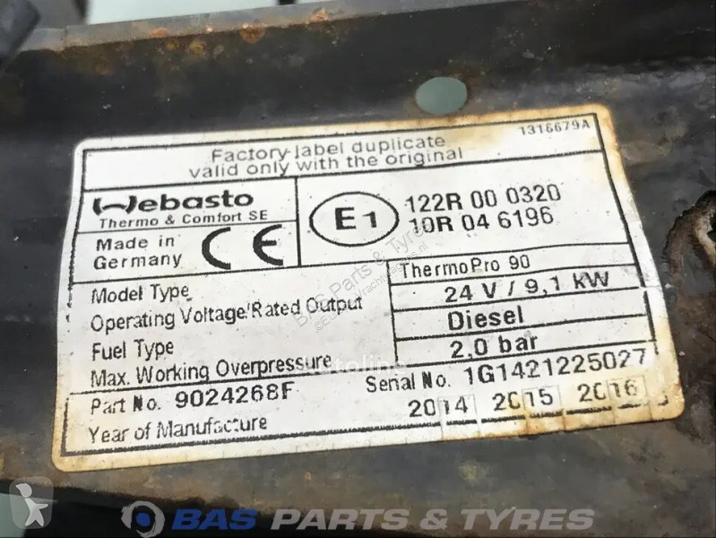 قطع غيار الآليات الثقيلة Webasto Thermo Pro 90...