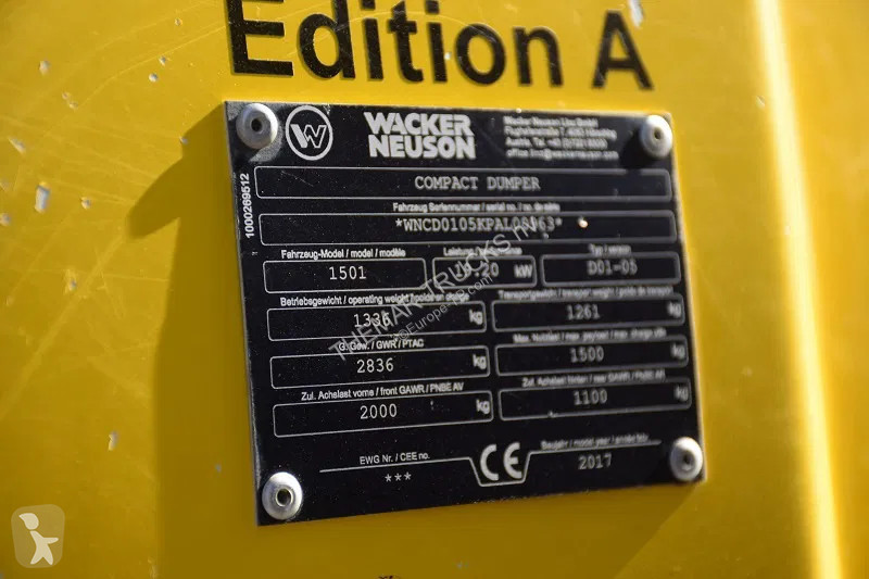 عربة قلابة Wacker Neuson Type D01-05 - Model