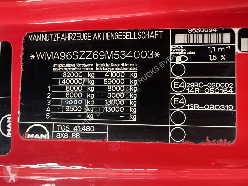 Vrachtwagen MAN TGS 41.480 8X8 BB TGS 41.480...