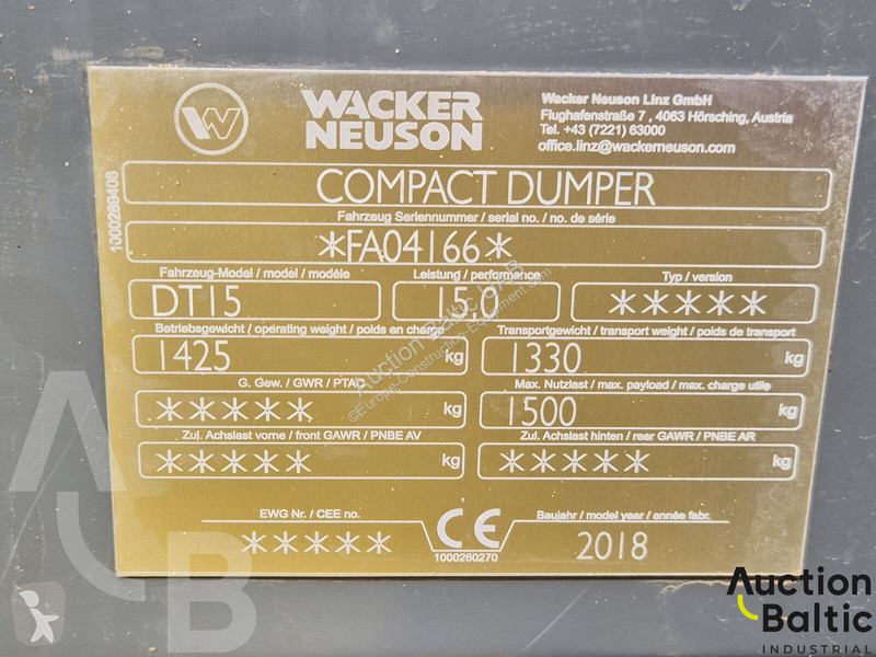 عربة قلابة Wacker Neuson DT15