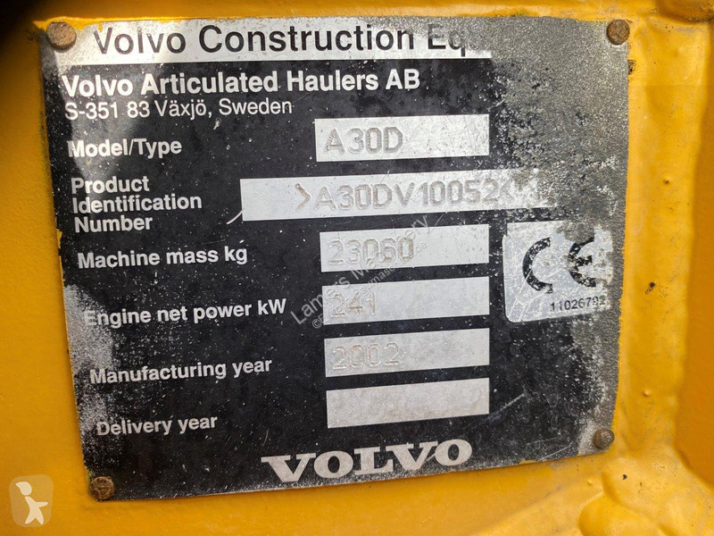 Dumper Volvo 6x6 dumper articulated hauler NVT