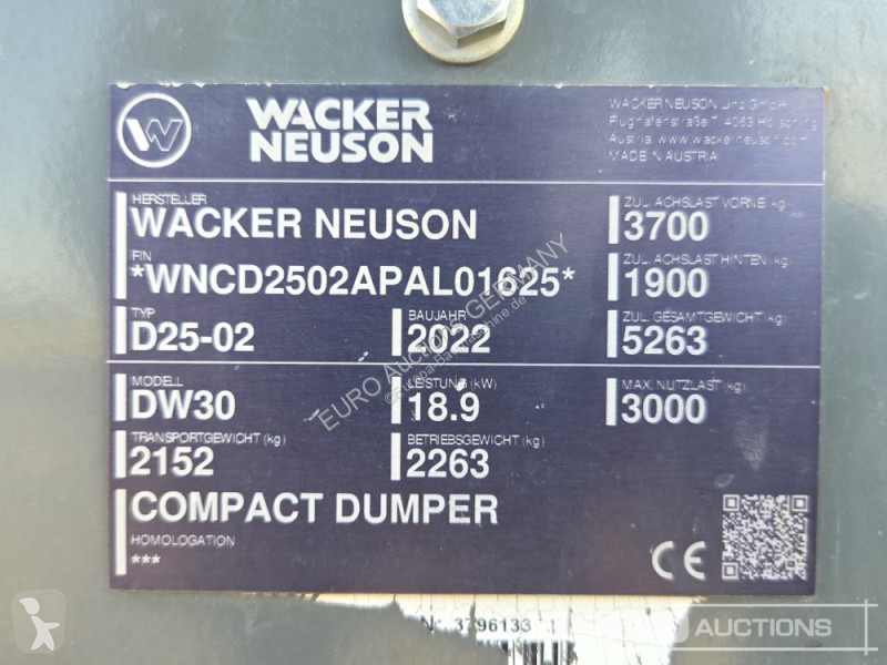 عربة قلابة Wacker Neuson DW30
