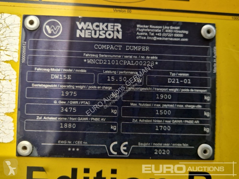 Dumper Wacker Neuson DW15E