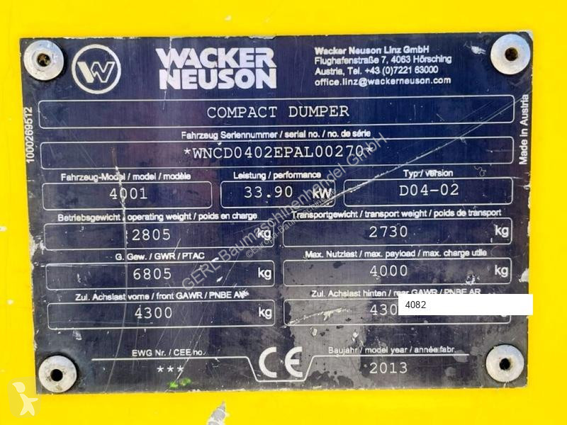 Tippvagn Neuson 4001
