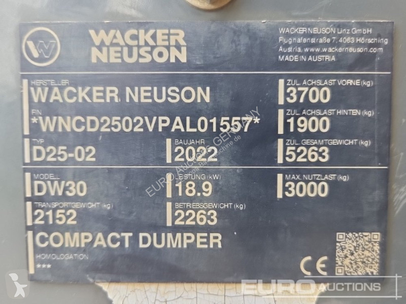 Tombereau Wacker Neuson DW30
