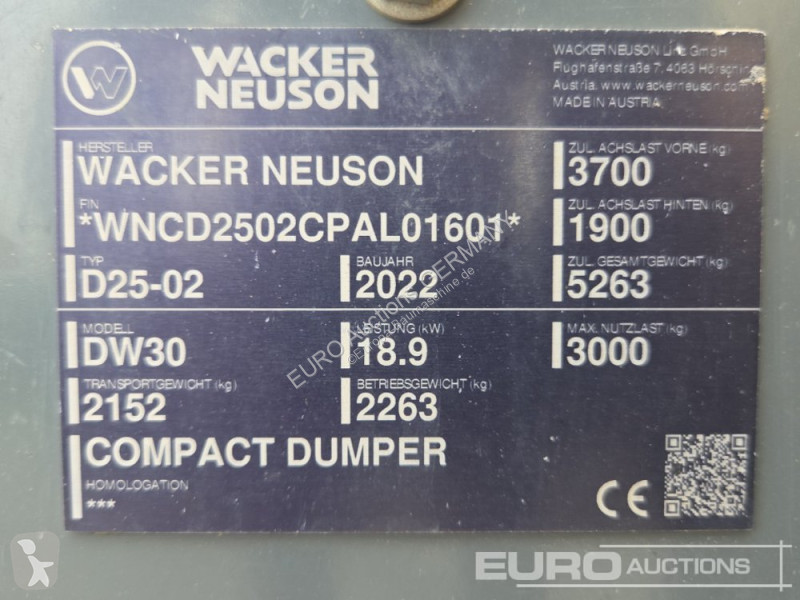 Tombereau Wacker Neuson DW30