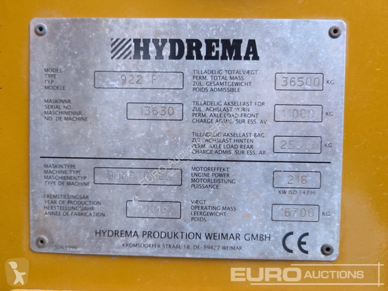 Tombereau Hydrema 922F
