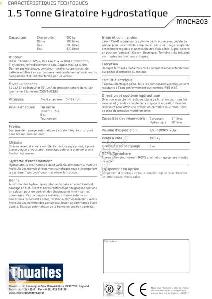Basculantă Thwaites MACH 203 endommagé