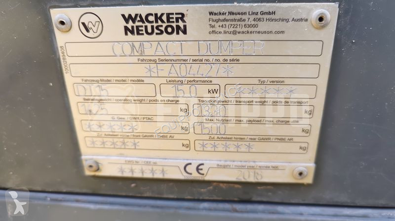 عربة قلابة Wacker Neuson DT15