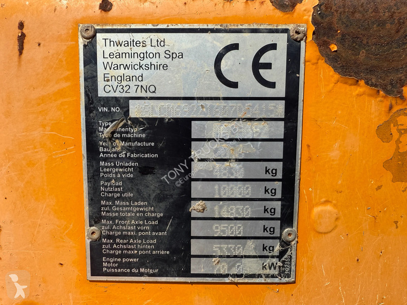 Tombereau Thwaites 10 TONNE 4X4 10T Mini Dumper...