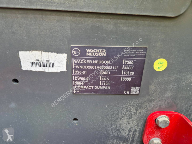 عربة قلابة Wacker Neuson DW60-2