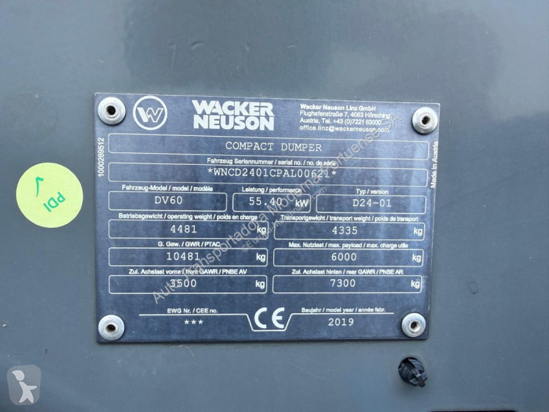 Tombereau Wacker Neuson  DV 60