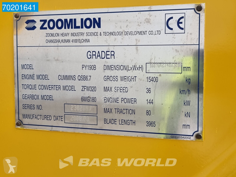 Niveladora Zoomlion NEW UNUSED - MOTOR GRADER