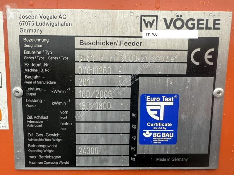 Vägarbeten Vögele MT 3000-2i Offset