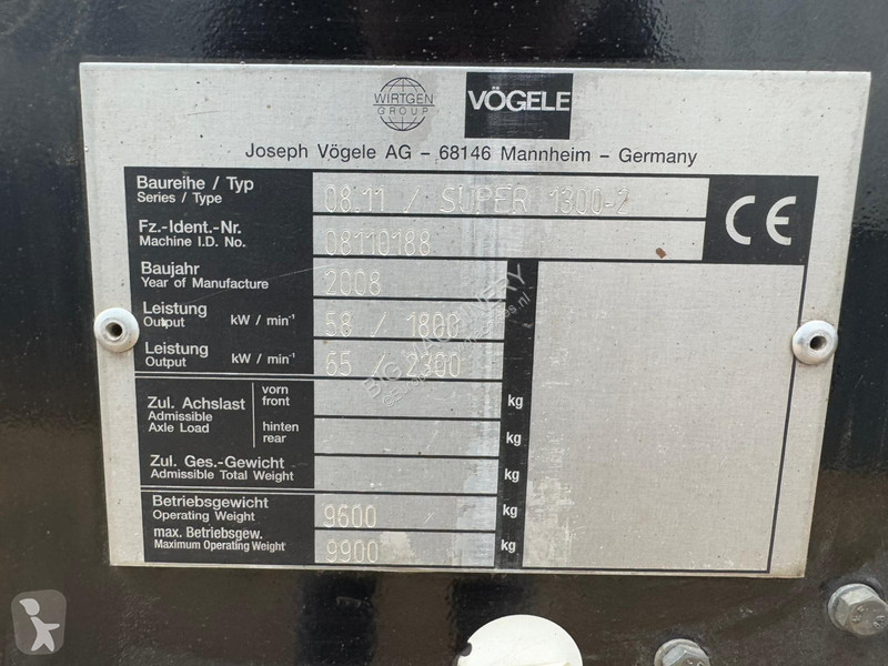 Wegenbouw Vögele Super 1300-2 incl. 2 x 40cm...