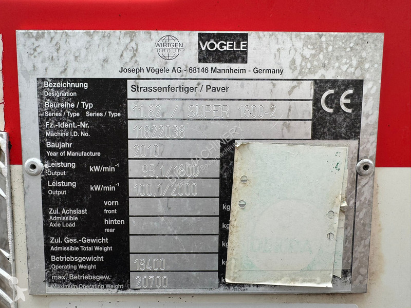 Wegenbouw Vögele SUPER 1600-2