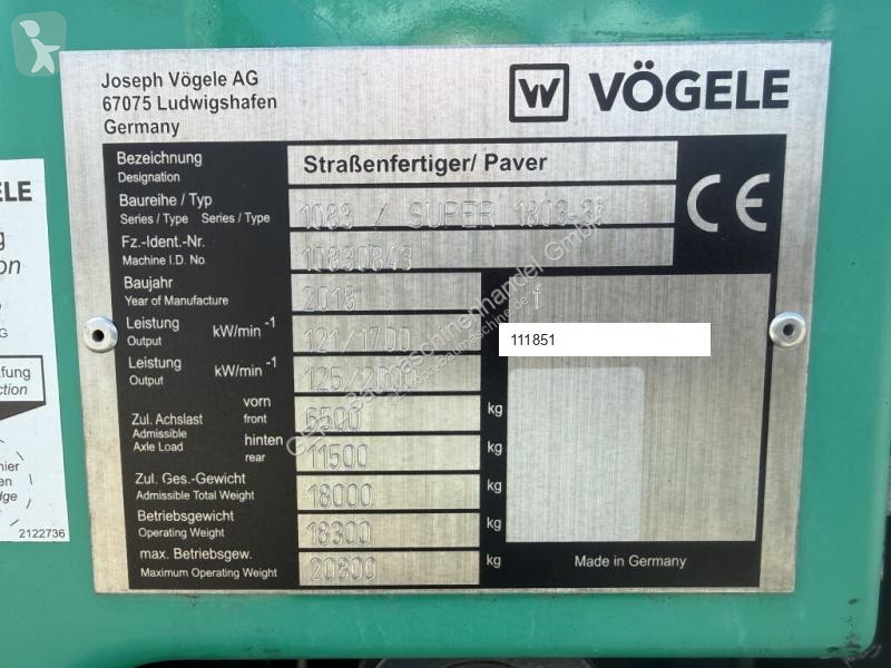 Obras de carretera Vögele Super 1803-3i