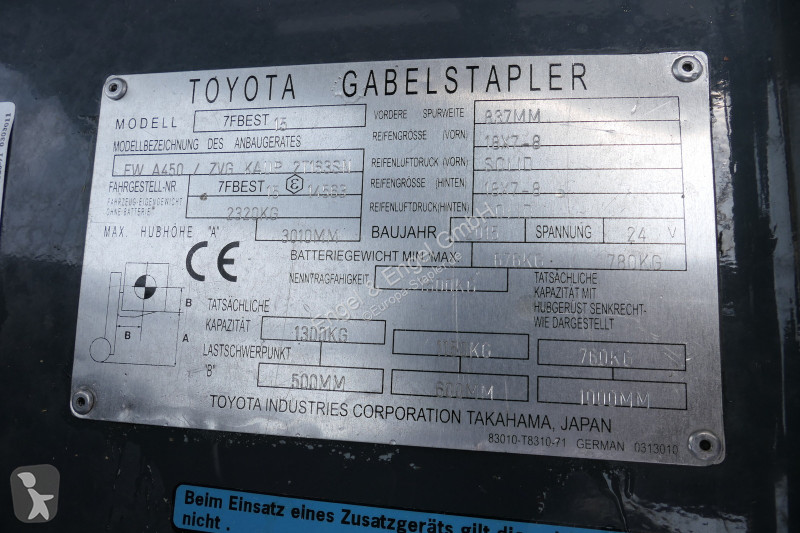 Vysokozdvižný vozík Toyota 7FBEST 15 Elektro 3-Rad
