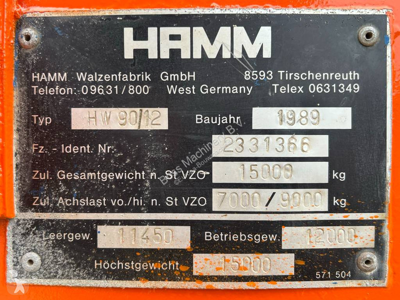 Compactador Hamm HW90-12 - Excellent Condition...