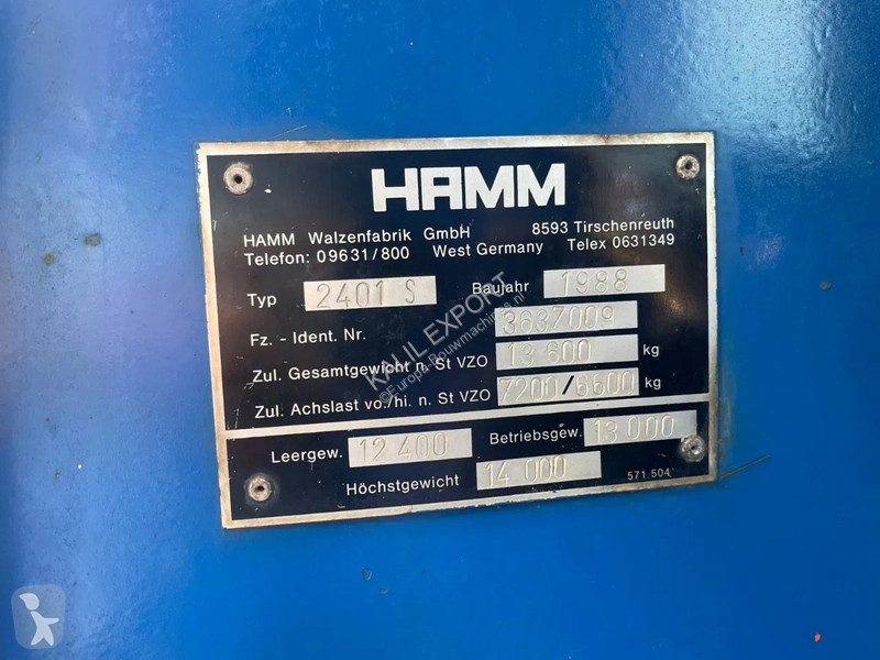Wals Hamm 2401 S Compactor Roller 13T 7.073 H...