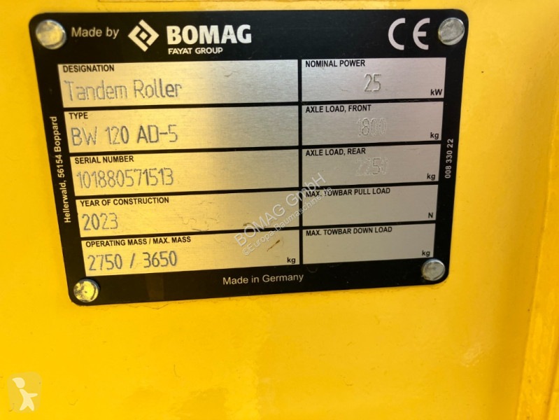 Jordstamper Bomag  BW 120 AD-5  Stage V/Tier 4f