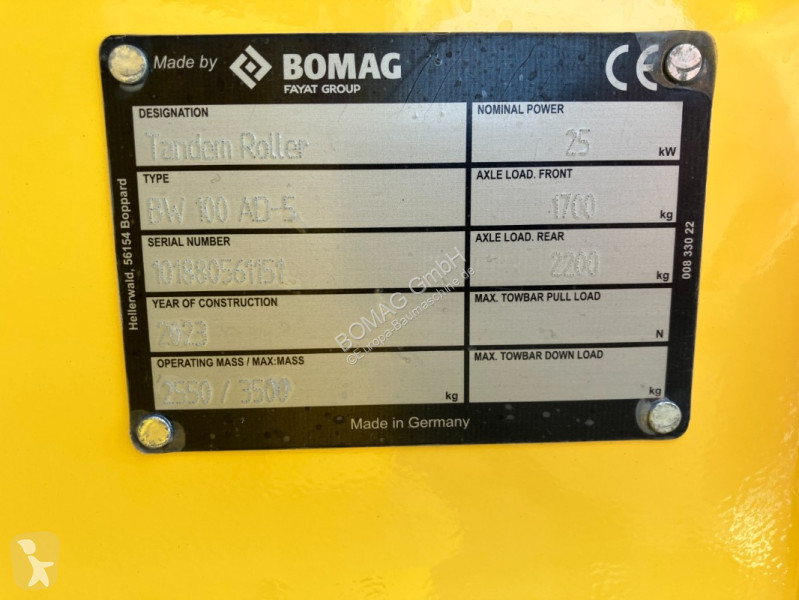 Compacteur Bomag  BW 100 AD-5  Stage V/Tier 4f
