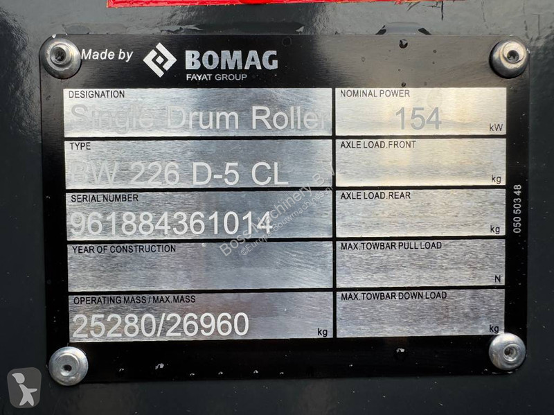 Compactador Bomag BW226D-5CL - NEW / Cummins...