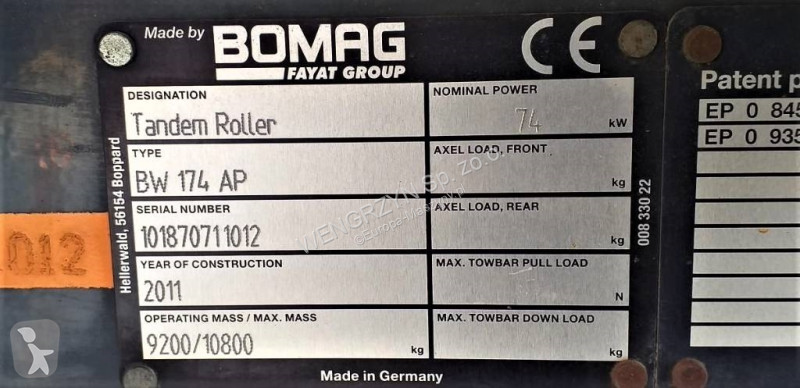 Compactor  Walec wibracyjny BOMAG BW 174 AP
