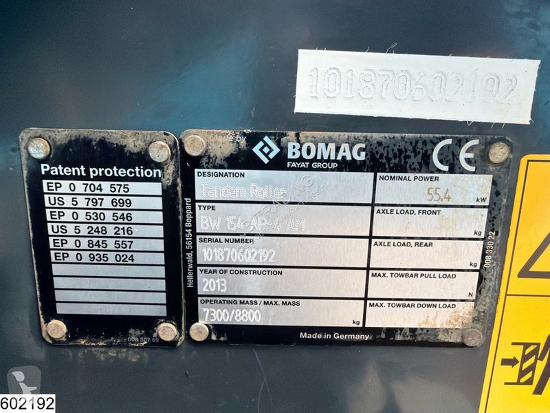 Zhutňovač Bomag BW154 55,4 KW, 7330 hr