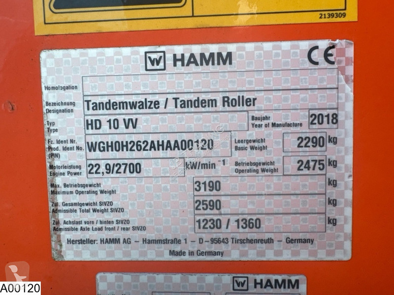 Compactador Hamm 2018, 2475 kg, 22.9 kW Kubota