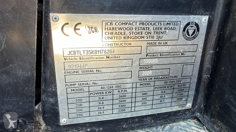 Chariot télescopique JCB 35D ( 853.6 HOURS !!!...