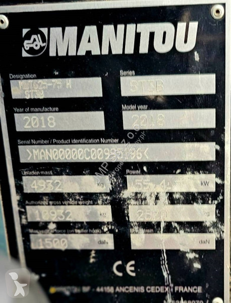 Încărcător telescopic Manitou MLT 625 -75H...